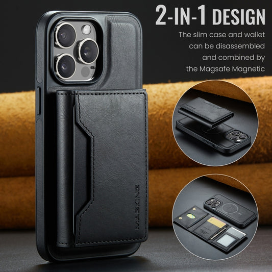 For iPhone 14 Pro MAGKING K2 Series MagSafe RFID Card Bag Detachable Phone Case(Black) - iPhone 14 Pro Cases by MAGKING | Online Shopping UK | buy2fix