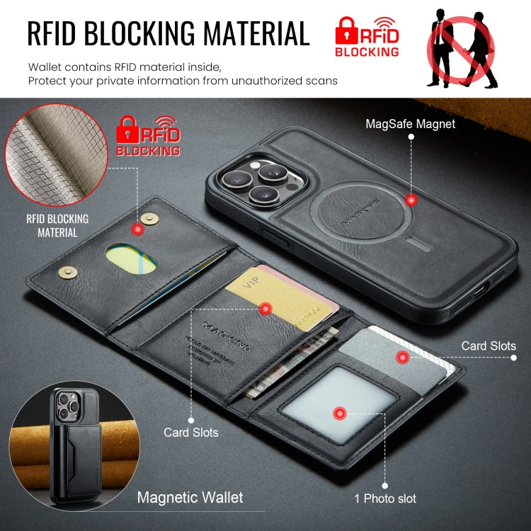 For iPhone 14 Pro MAGKING K2 Series MagSafe RFID Card Bag Detachable Phone Case(Black) - iPhone 14 Pro Cases by MAGKING | Online Shopping UK | buy2fix