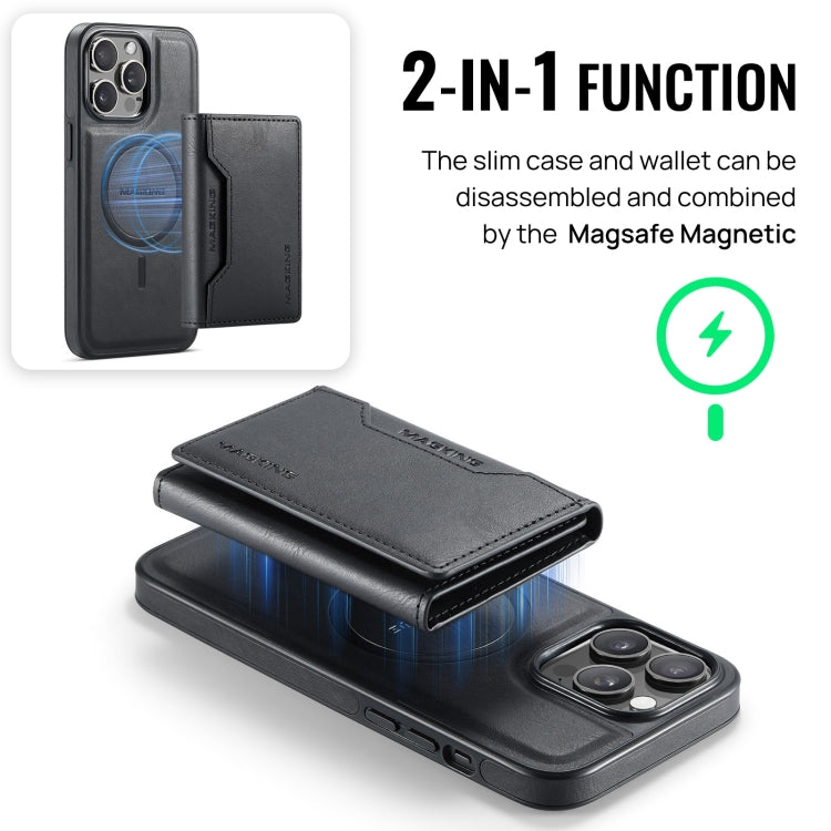 For iPhone 14 Pro MAGKING K2 Series MagSafe RFID Card Bag Detachable Phone Case(Black) - iPhone 14 Pro Cases by MAGKING | Online Shopping UK | buy2fix