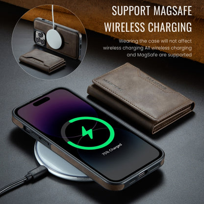 For iPhone 14 Pro MAGKING K2 Series MagSafe RFID Card Bag Detachable Phone Case(Coffee) - iPhone 14 Pro Cases by MAGKING | Online Shopping UK | buy2fix