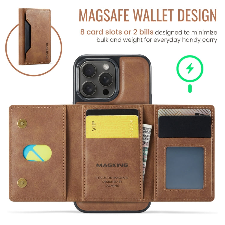 For iPhone 14 Pro Max MAGKING K2 Series MagSafe RFID Card Bag Detachable Phone Case(Brown) - iPhone 14 Pro Max Cases by MAGKING | Online Shopping UK | buy2fix