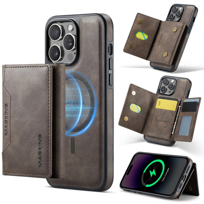 For iPhone 14 Pro Max MAGKING K2 Series MagSafe RFID Card Bag Detachable Phone Case(Coffee) - iPhone 14 Pro Max Cases by MAGKING | Online Shopping UK | buy2fix