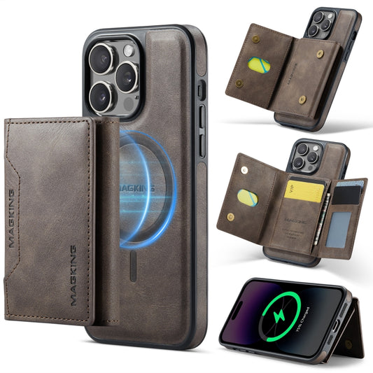 For iPhone 14 Pro Max MAGKING K2 Series MagSafe RFID Card Bag Detachable Phone Case(Coffee) - iPhone 14 Pro Max Cases by MAGKING | Online Shopping UK | buy2fix