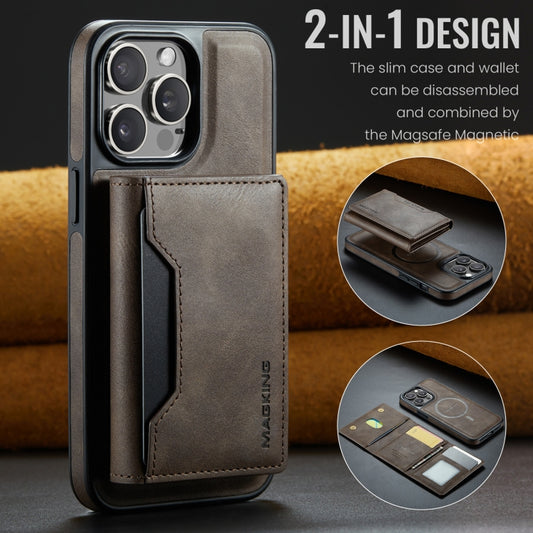 For iPhone 14 Pro Max MAGKING K2 Series MagSafe RFID Card Bag Detachable Phone Case(Coffee) - iPhone 14 Pro Max Cases by MAGKING | Online Shopping UK | buy2fix