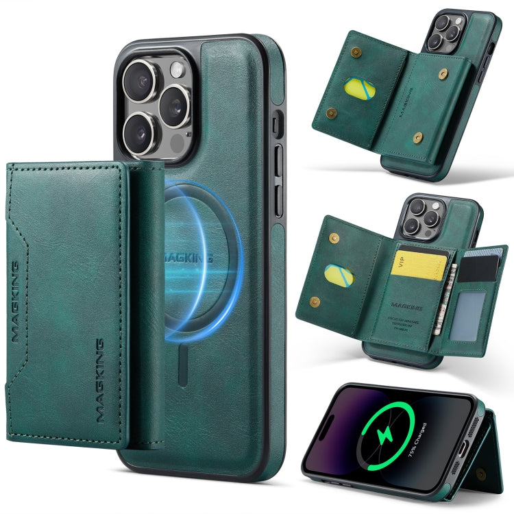 For iPhone 14 Pro Max MAGKING K2 Series MagSafe RFID Card Bag Detachable Phone Case(Green) - iPhone 14 Pro Max Cases by MAGKING | Online Shopping UK | buy2fix