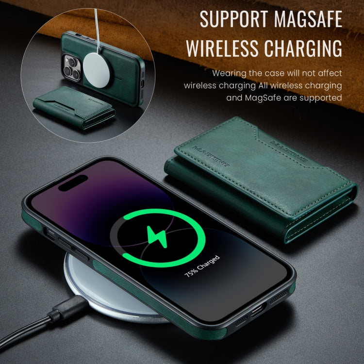 For iPhone 14 Pro Max MAGKING K2 Series MagSafe RFID Card Bag Detachable Phone Case(Green) - iPhone 14 Pro Max Cases by MAGKING | Online Shopping UK | buy2fix