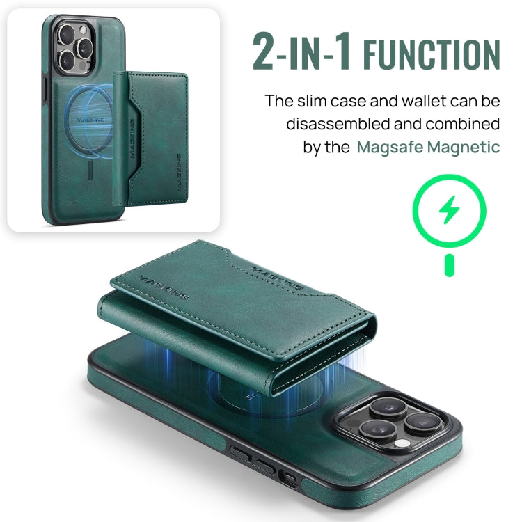 For iPhone 14 Pro Max MAGKING K2 Series MagSafe RFID Card Bag Detachable Phone Case(Green) - iPhone 14 Pro Max Cases by MAGKING | Online Shopping UK | buy2fix