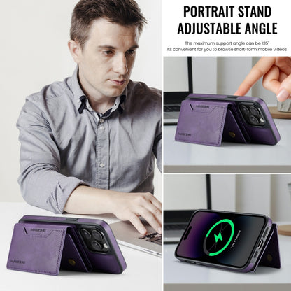 For iPhone 14 Pro Max MAGKING K2 Series MagSafe RFID Card Bag Detachable Phone Case(Purple) - iPhone 14 Pro Max Cases by MAGKING | Online Shopping UK | buy2fix
