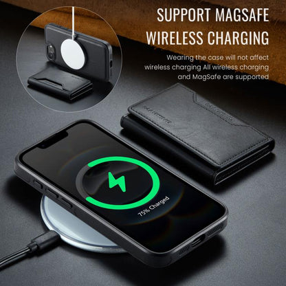 For iPhone 16e MAGKING K2 Series MagSafe RFID Card Bag Detachable Phone Case(Black) - iPhone 16e Cases by MAGKING | Online Shopping UK | buy2fix