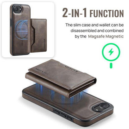 For iPhone 16e MAGKING K2 Series MagSafe RFID Card Bag Detachable Phone Case(Coffee) - iPhone 16e Cases by MAGKING | Online Shopping UK | buy2fix