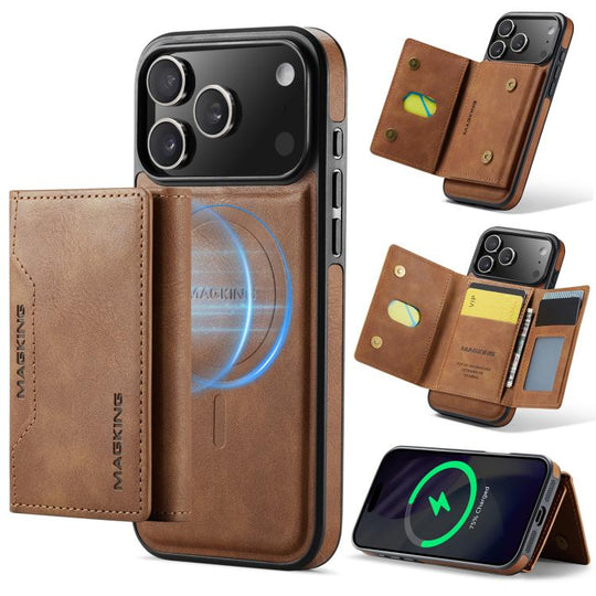 For iPhone 18 Pro Max / 17 Pro Max MAGKING K2 Series MagSafe RFID Card Bag Detachable Phone Case(Brown)