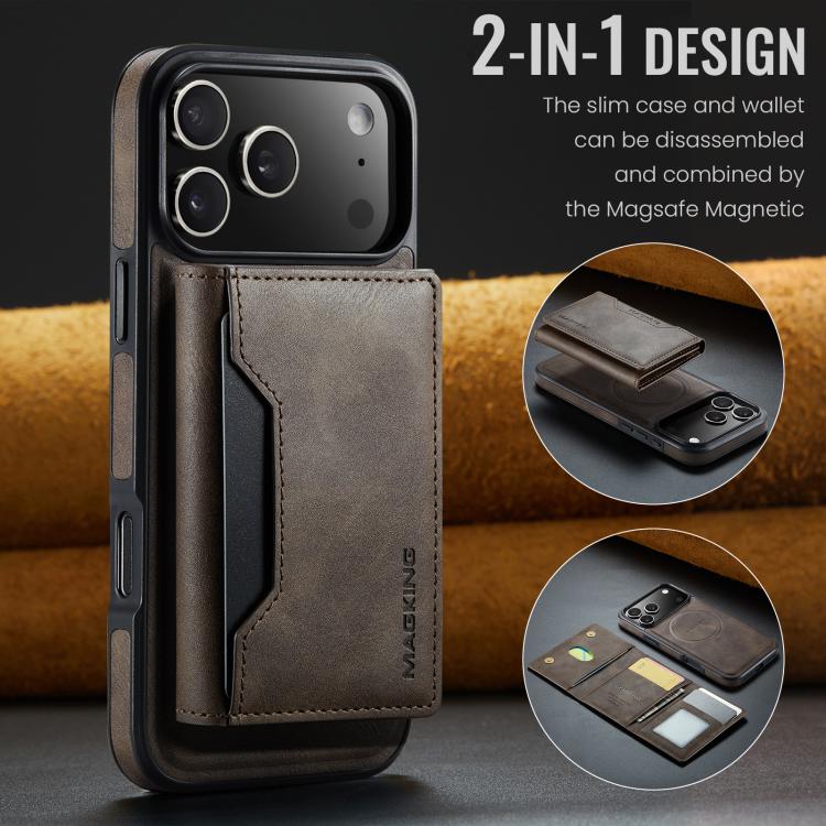 For iPhone 17 Pro Max MAGKING K2 Series MagSafe RFID Card Bag Detachable Phone Case(Coffee) - iPhone 17 Pro Max Cases by MAGKING | Online Shopping UK | buy2fix