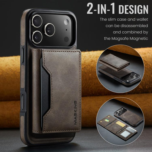 For iPhone 17 Pro Max MAGKING K2 Series MagSafe RFID Card Bag Detachable Phone Case(Coffee) - iPhone 17 Pro Max Cases by MAGKING | Online Shopping UK | buy2fix