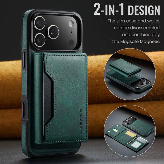 For iPhone 17 Pro Max MAGKING K2 Series MagSafe RFID Card Bag Detachable Phone Case(Green) - iPhone 17 Pro Max Cases by MAGKING | Online Shopping UK | buy2fix
