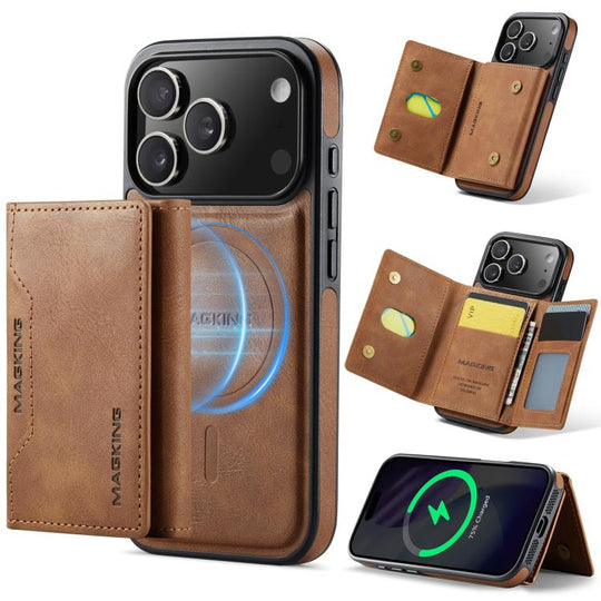 For iPhone 18 Pro / 17 Pro MAGKING K2 Series MagSafe RFID Card Bag Detachable Phone Case(Brown)