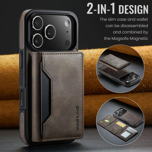 For iPhone 17 Pro MAGKING K2 Series MagSafe RFID Card Bag Detachable Phone Case(Coffee) - iPhone 17 Pro Cases by MAGKING | Online Shopping UK | buy2fix