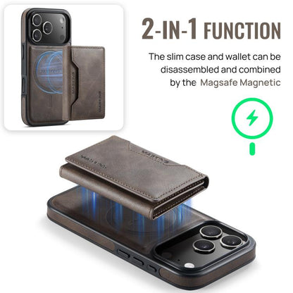 For iPhone 17 Pro MAGKING K2 Series MagSafe RFID Card Bag Detachable Phone Case(Coffee) - iPhone 17 Pro Cases by MAGKING | Online Shopping UK | buy2fix