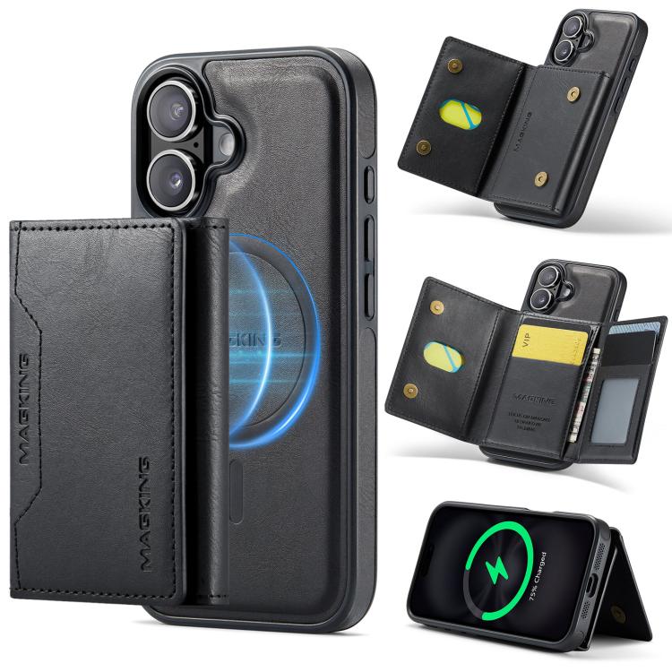 For iPhone 17 MAGKING K2 Series MagSafe RFID Card Bag Detachable Phone Case(Black) - iPhone 17 Cases by MAGKING | Online Shopping UK | buy2fix