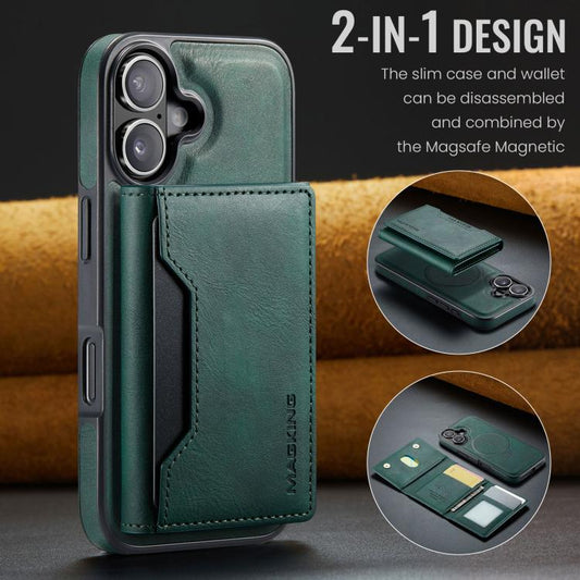For iPhone 17 MAGKING K2 Series MagSafe RFID Card Bag Detachable Phone Case(Green) - iPhone 17 Cases by MAGKING | Online Shopping UK | buy2fix