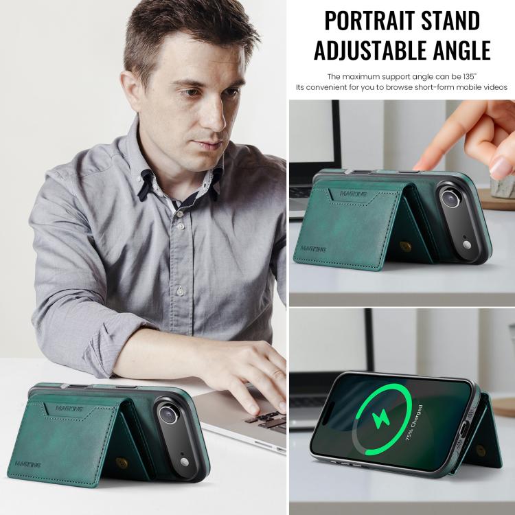 For iPhone Air MAGKING K2 Series MagSafe RFID Card Bag Detachable Phone Case(Green) - iPhone Air Cases by MAGKING | Online Shopping UK | buy2fix