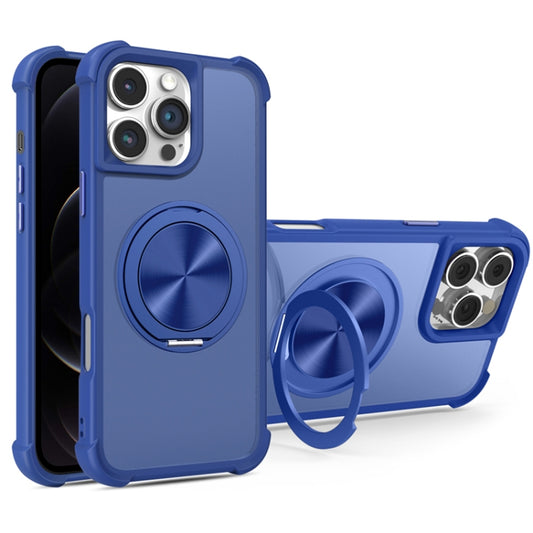 For iPhone 12 / 12 Pro CD Texture 360 Degree Rotating Holder MagSafe Phone Case(Blue) - iPhone 12 / 12 Pro Cases by buy2fix | Online Shopping UK | buy2fix