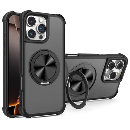 For iPhone 16 Pro Max CD Texture 360 Degree Rotating Holder MagSafe Phone Case(Black) by buy2fix