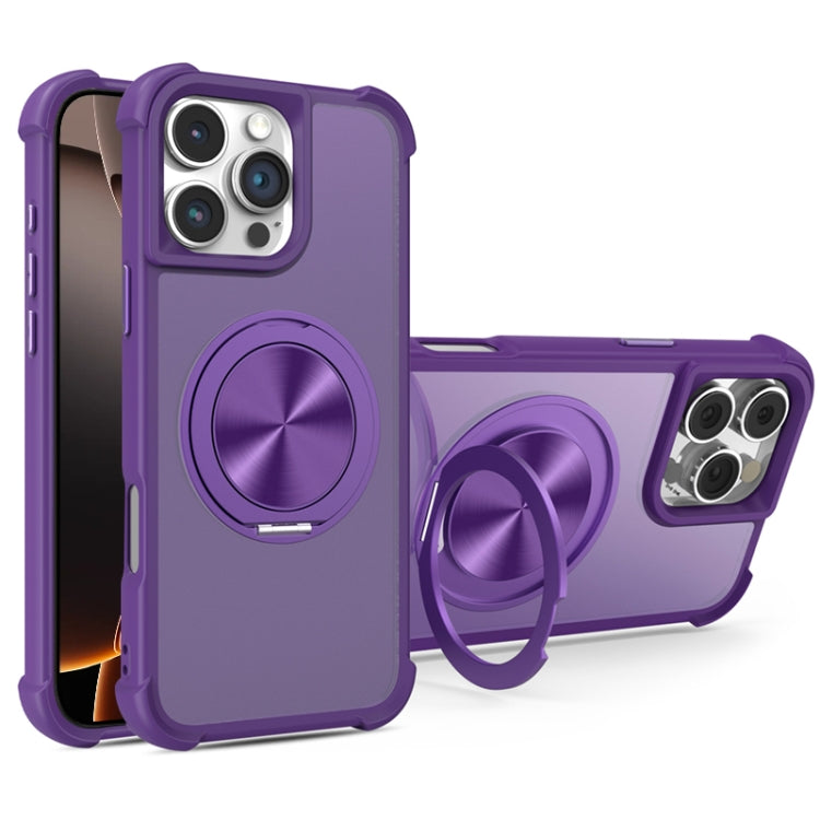 For iPhone 16 Pro Max CD Texture 360 Degree Rotating Holder MagSafe Phone Case(Purple) - iPhone 16 Pro Max Cases by buy2fix | Online Shopping UK | buy2fix
