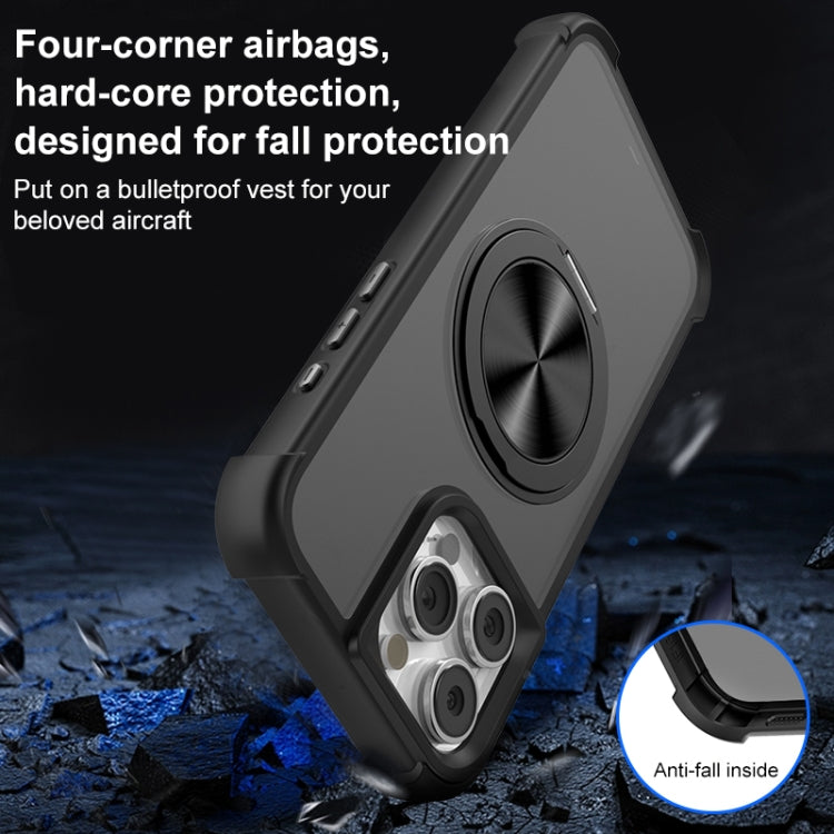 For iPhone 16 Pro Max CD Texture 360 Degree Rotating Holder MagSafe Phone Case(Black) by buy2fix