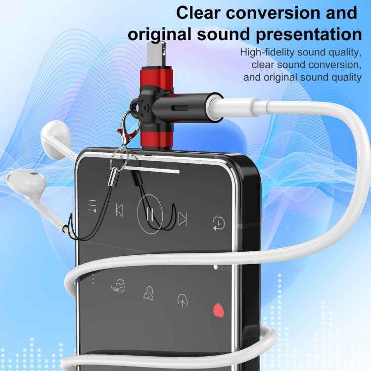 2 in 1 Flower Pattern Type-C and 8 Pin to 3.5mm Audio Adapter with Lanyard(Blue Black) - Earphone Adapter by buy2fix | Online Shopping UK | buy2fix