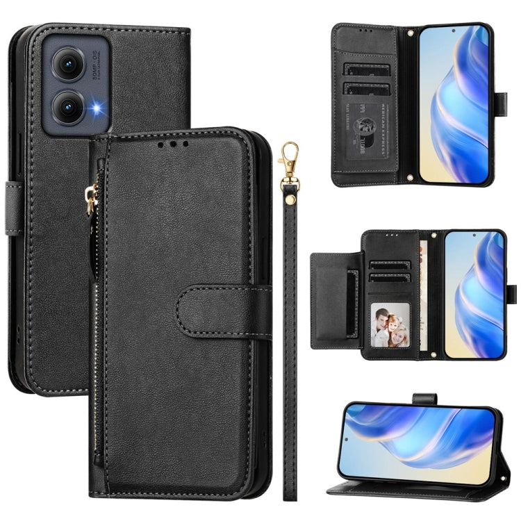 For Motorola Edge 5G 2024 Multi-Card Slots Zipper Wallet Leather Phone Case(Black) by buy2fix