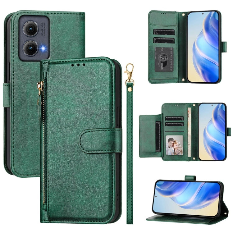 For Motorola Edge 5G 2024 Multi-Card Slots Zipper Wallet Leather Phone Case(Green) by buy2fix