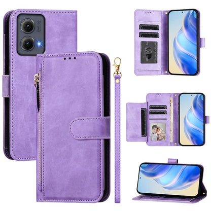 For Motorola Edge 5G 2024 Multi-Card Slots Zipper Wallet Leather Phone Case(Purple) by buy2fix