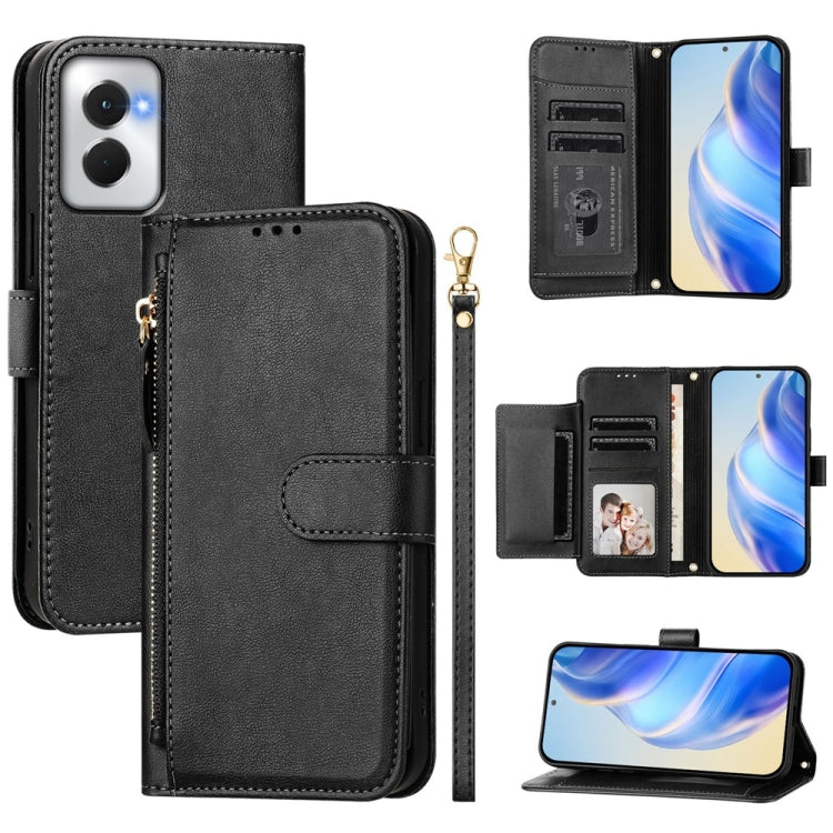 For Motorola Moto G Power 5G 2024 Multi-Card Slots Zipper Wallet Leather Phone Case(Black) by buy2fix