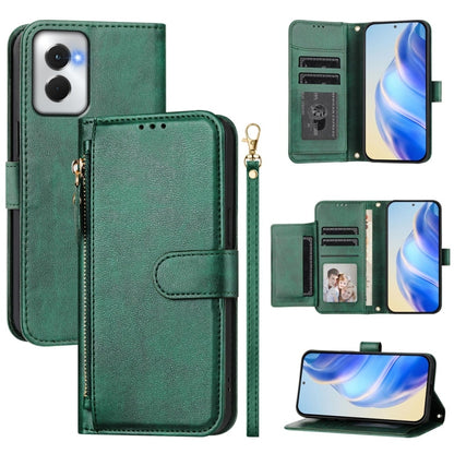 For Motorola Moto G Power 5G 2024 Multi-Card Slots Zipper Wallet Leather Phone Case(Green) by buy2fix