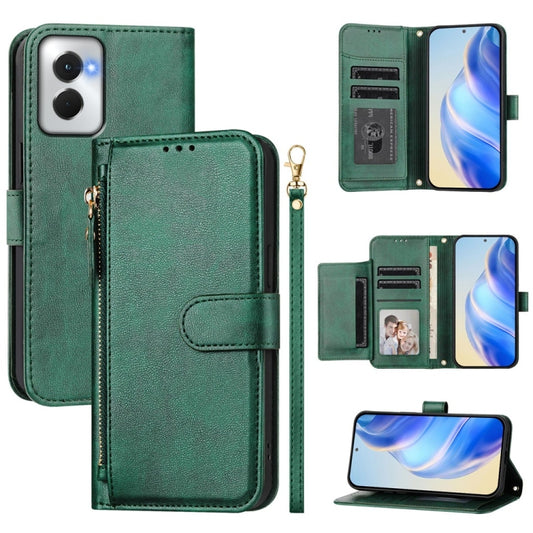 For Motorola Moto G Power 5G 2024 Multi-Card Slots Zipper Wallet Leather Phone Case(Green) by buy2fix