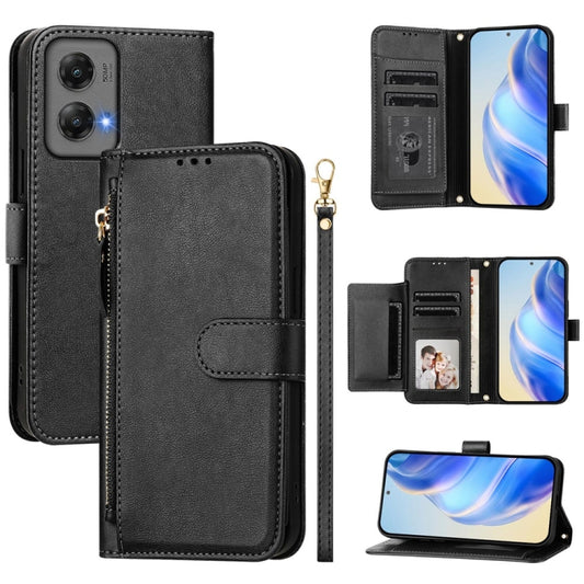 For Motorola Moto G Stylus 5G 2024 Multi-Card Slots Zipper Wallet Leather Phone Case(Black) by buy2fix