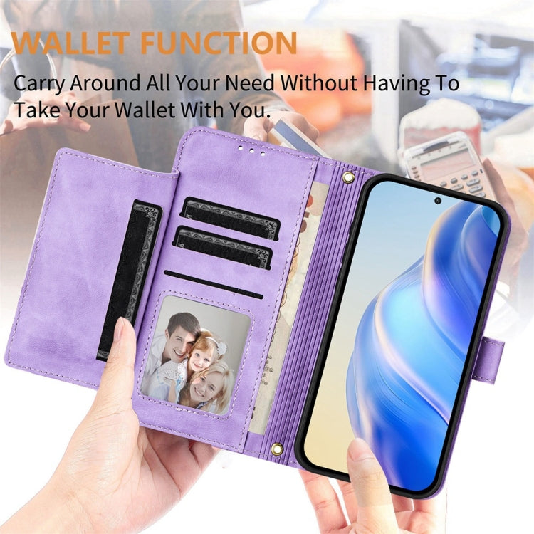 For Motorola Moto G Stylus 5G 2024 Multi-Card Slots Zipper Wallet Leather Phone Case(Purple) by buy2fix