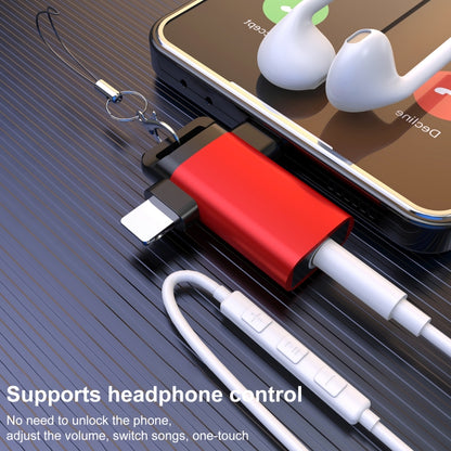 Classic Style Type-C and 8 Pin to 3.5mm Audio Adapter with Lanyard(Red) - Earphone Adapter by buy2fix | Online Shopping UK | buy2fix