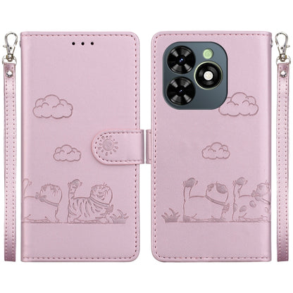 For Tecno Spark Go 2024 / 20 / 20C Cute Cats RFID Leather Phone Case(Rose Gold) by buy2fix