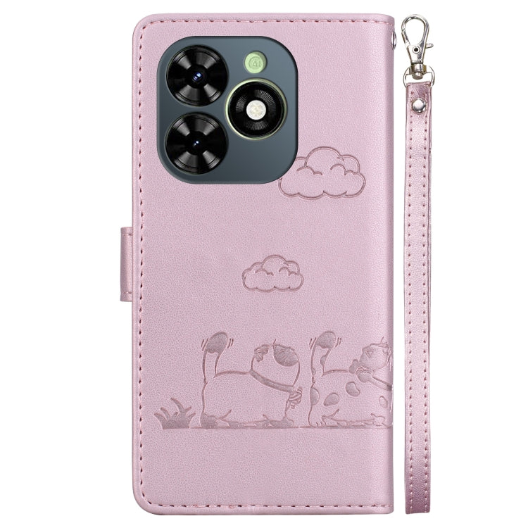 For Tecno Spark Go 2024 / 20 / 20C Cute Cats RFID Leather Phone Case(Rose Gold) by buy2fix