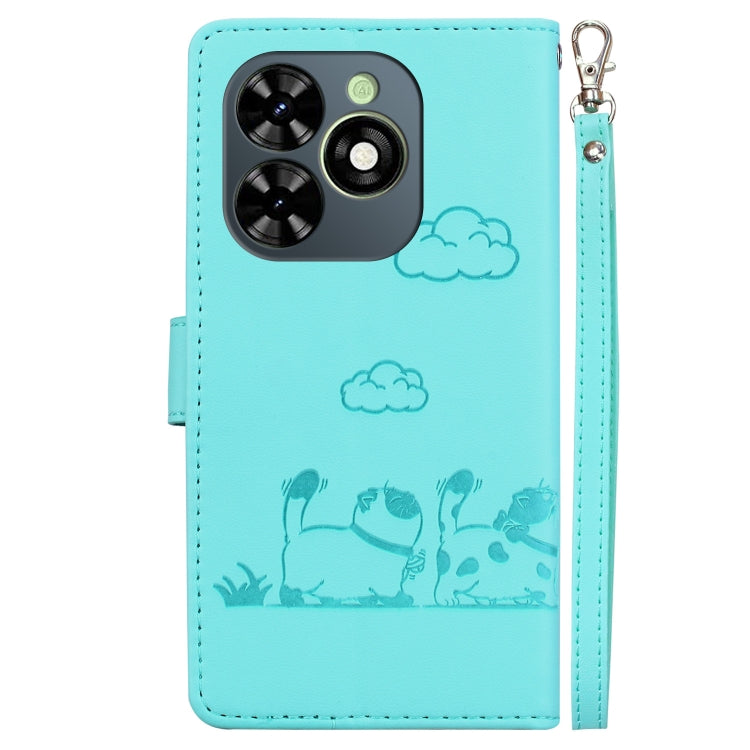 For Tecno Spark Go 2024 / 20 / 20C Cute Cats RFID Leather Phone Case(Green) by buy2fix