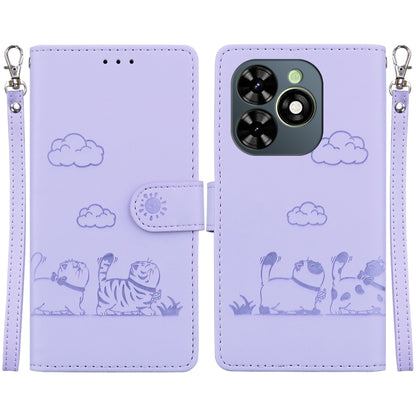For Tecno Spark Go 2024 / 20 / 20C Cute Cats RFID Leather Phone Case(Purple) by buy2fix