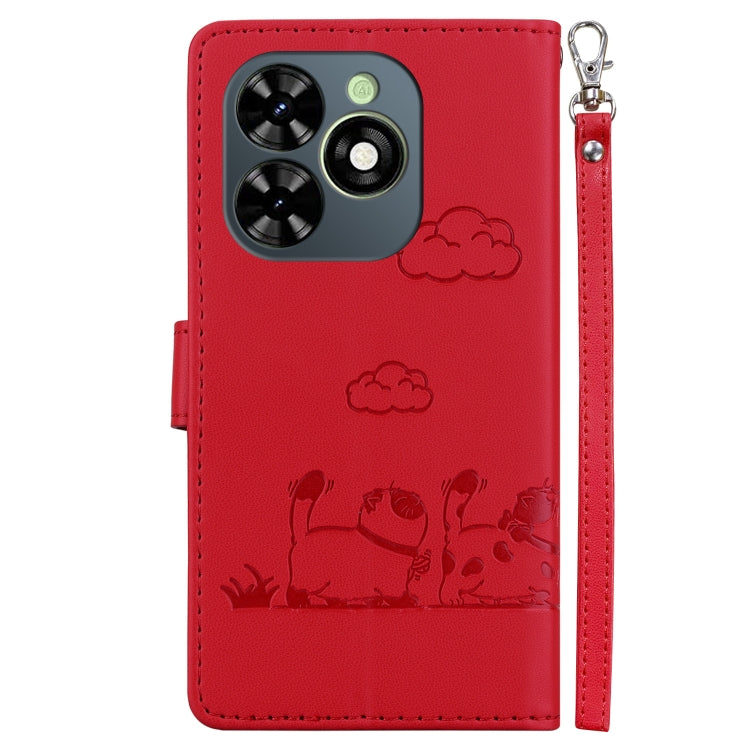For Tecno Spark Go 2024 / 20 / 20C Cute Cats RFID Leather Phone Case(Red) by buy2fix