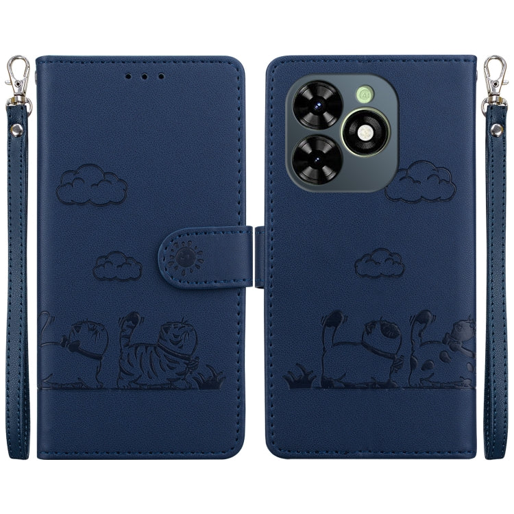 For Tecno Spark Go 2024 / 20 / 20C Cute Cats RFID Leather Phone Case(Blue) by buy2fix