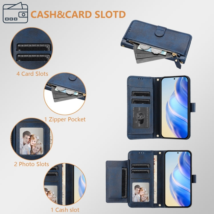 For Tecno Spark Go 2024 Multi-Card Slots Zipper Wallet Leather Phone Case(Blue) by buy2fix