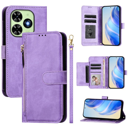For Tecno Spark Go 2024 Multi-Card Slots Zipper Wallet Leather Phone Case(Purple) by buy2fix