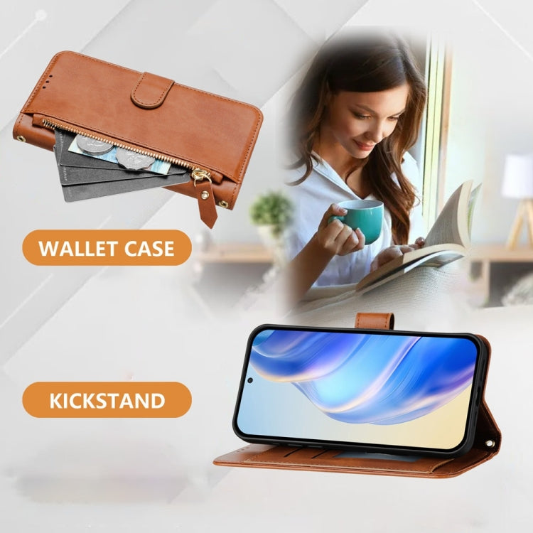 For Tecno Spark Go 2024 Multi-Card Slots Zipper Wallet Leather Phone Case(Brown) by buy2fix