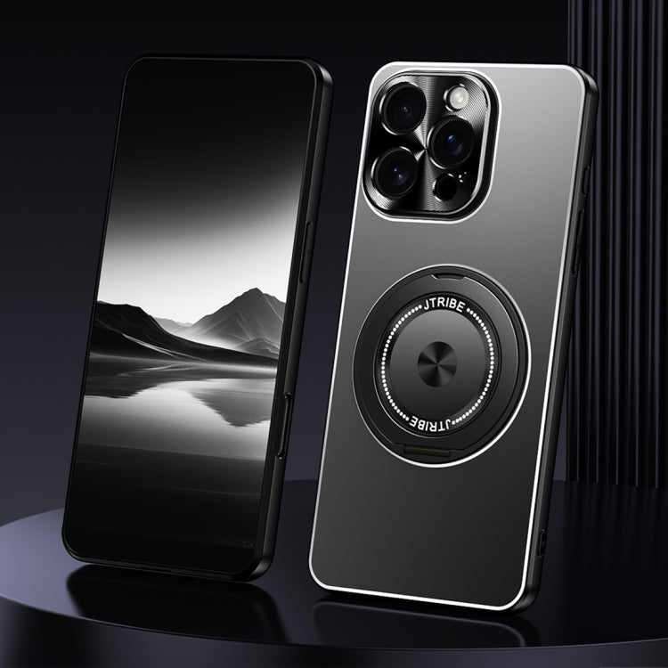 For iPhone 16 Pro Max Rotating Holder Frosted Metal Phone Case(Black) by buy2fix