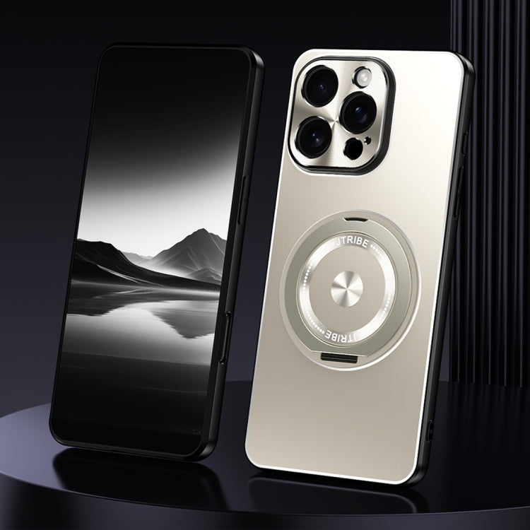 For iPhone 16 Pro Max Rotating Holder Frosted Metal Phone Case(Titanium) by buy2fix