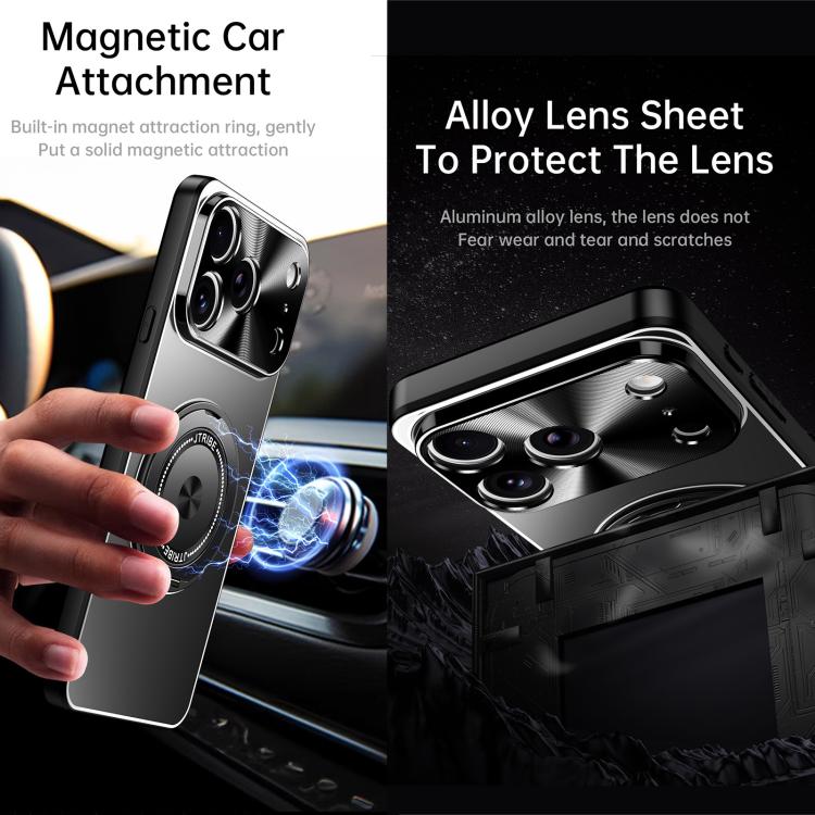 For iPhone 16 Pro Max Rotating Holder Frosted Metal Phone Case(Titanium) by buy2fix